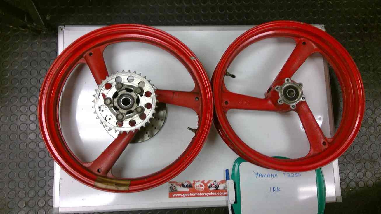 1RK Yamaha TZ250 front & rear wheels with disc & sprocket 1986