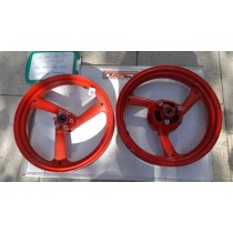 2XT Yamaha TZR250 wider wheels front & rear 2.75 3.5 inch F44 R57 Red